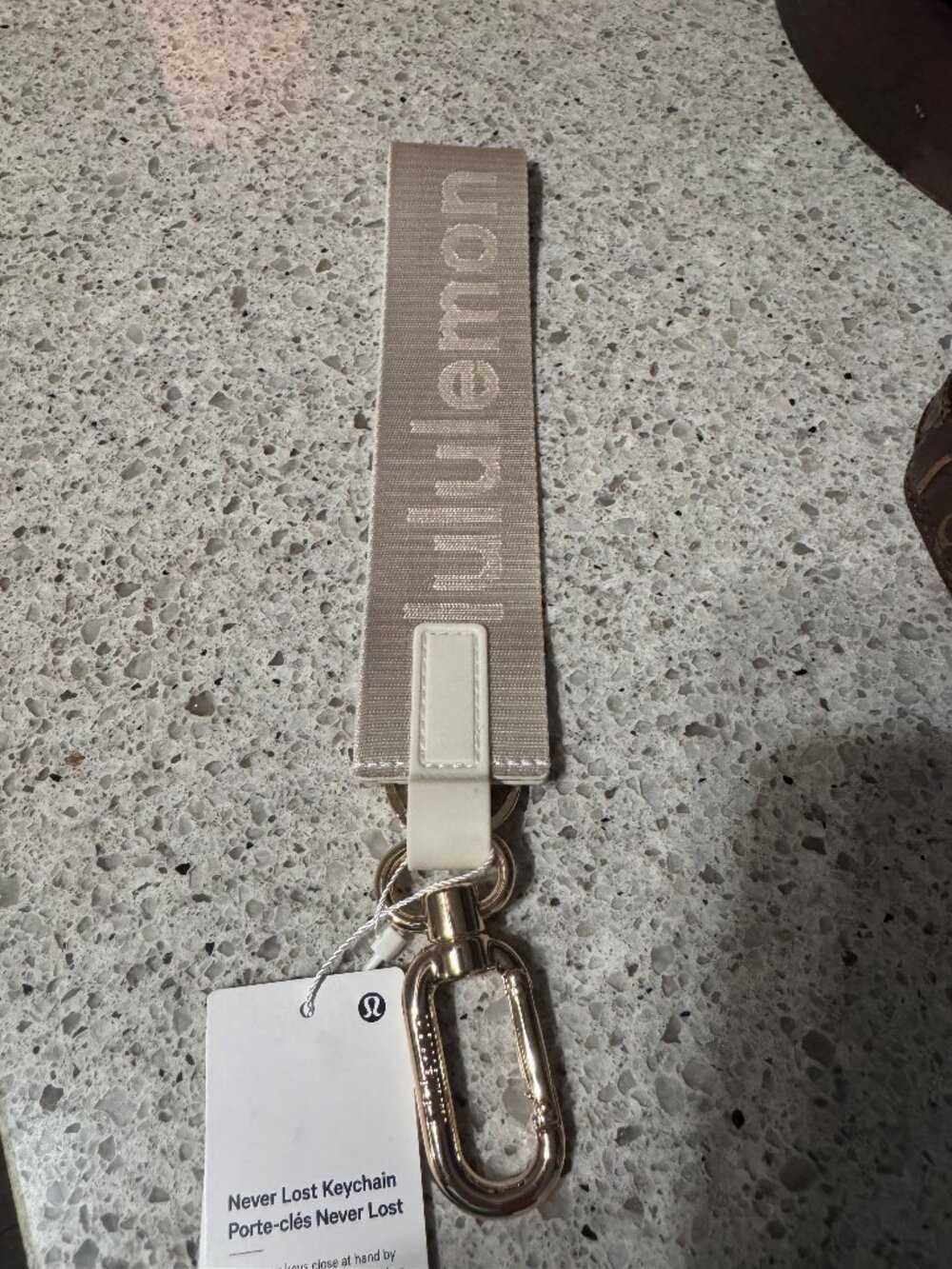 Lululemon Never Lost Keychain Light Ivory Gold  NWT